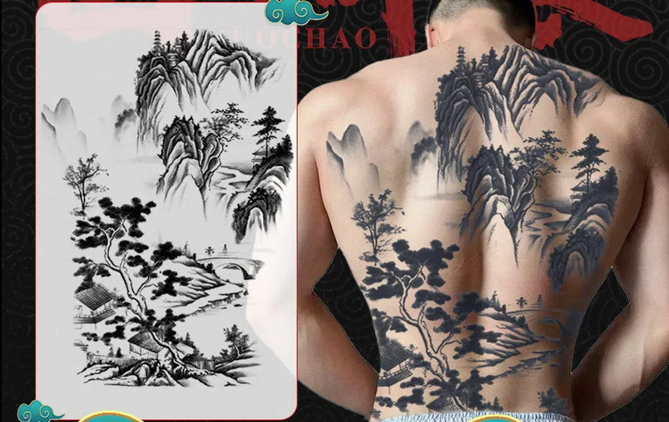 Angel Wings God Tattoo Stickers Realistic Juice Ink Semi Permanent Full Back Body Tattoo Temporary Lasting 2 Weeks Men Adult