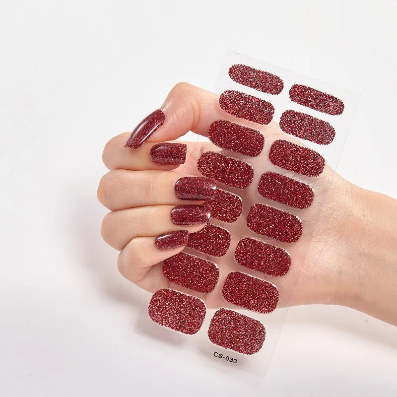 Baking Free Nail Stickers Wholesale Gradient glitter Nail Stickers Simple Waterproof Nail Sticker Full Color Solid Color Sticker