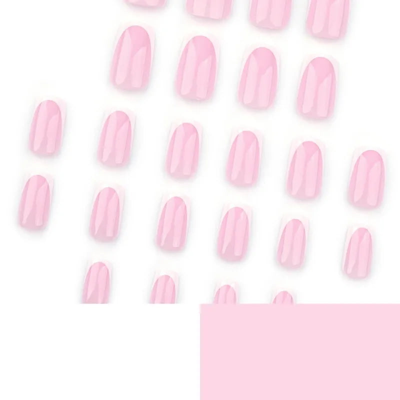 24Pcs Nude Pink Press on Nails Short Square False Nails Simple Gradient Nails Art Full Cover French Acrylic Nail Tips for Girls