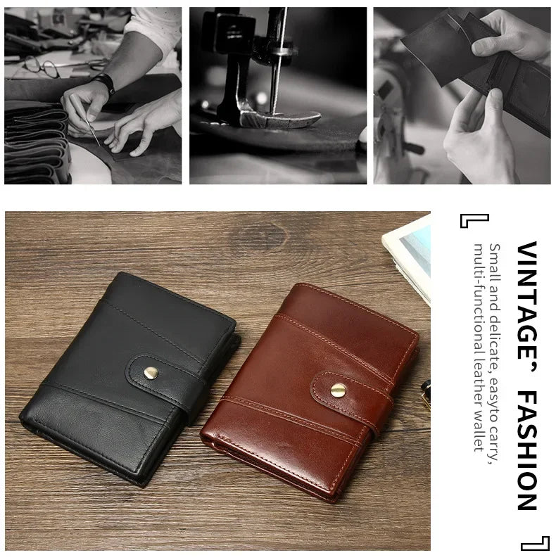 Classic Men's Genuine Leather Wallet Credit Card Holder RFID Coin Purse