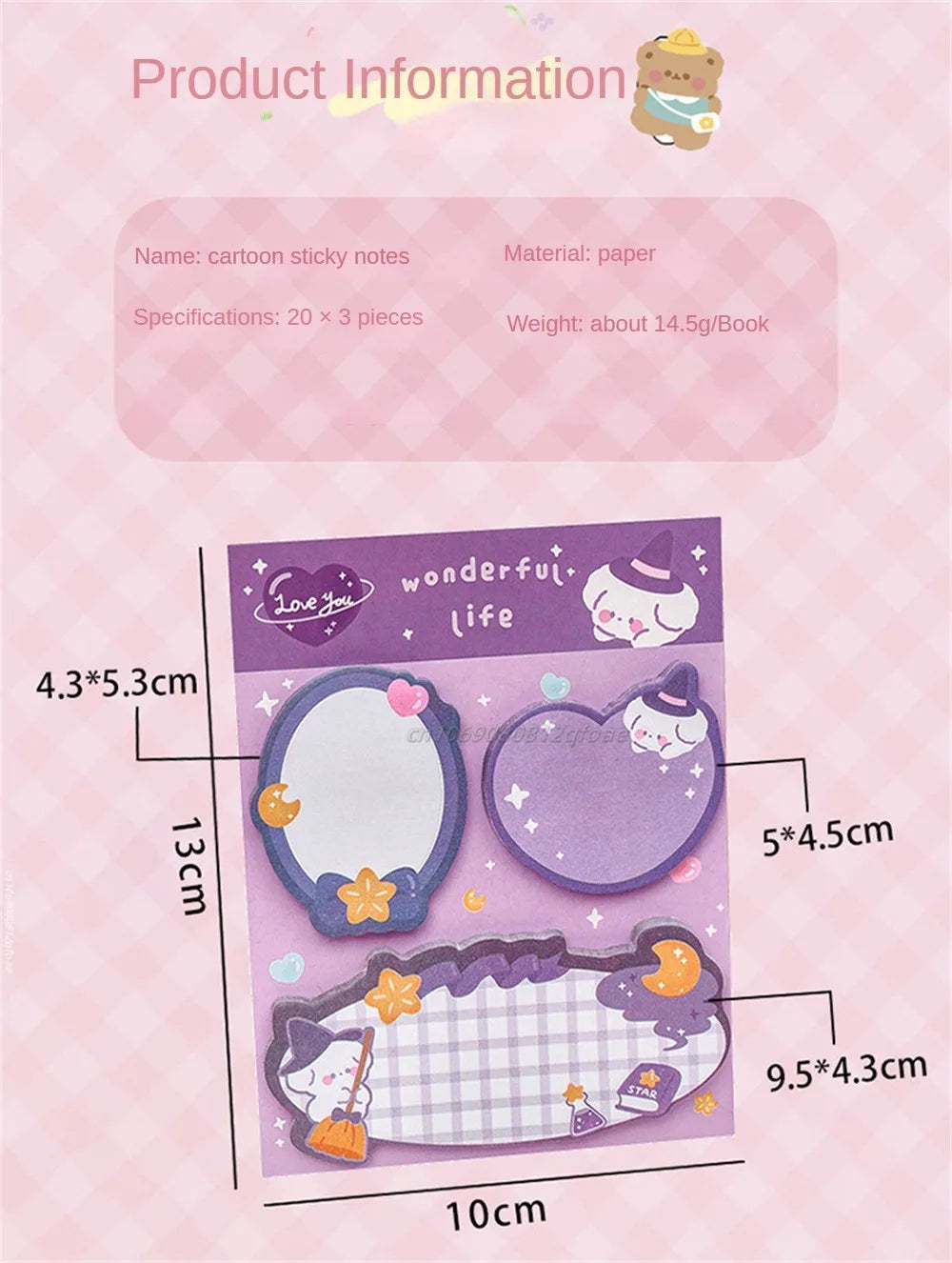 60sheets Sticky Notes Cute Cartoon Colorful Memo Pad Ins Kawaii Stationery Posted Tabs Its Memo Message Paper School Supplies