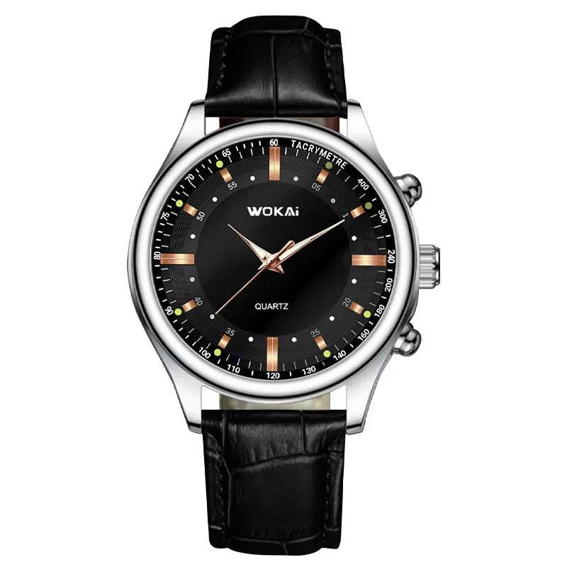 GENEVA High Quality Men's Luxury Belt Fashion Quartz Watch Men Round Business Student Sport Waterproof Glow