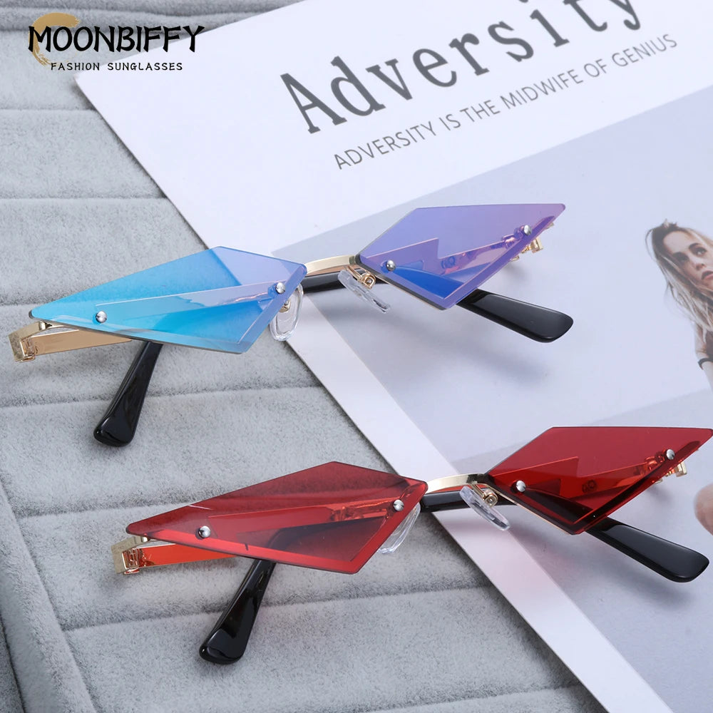 Luxury Fashion Narrow Sunglasses Irregular Diamond Cutting Sunglasses Personality Street Shoot Sun Glasses Female Eyewear UV400