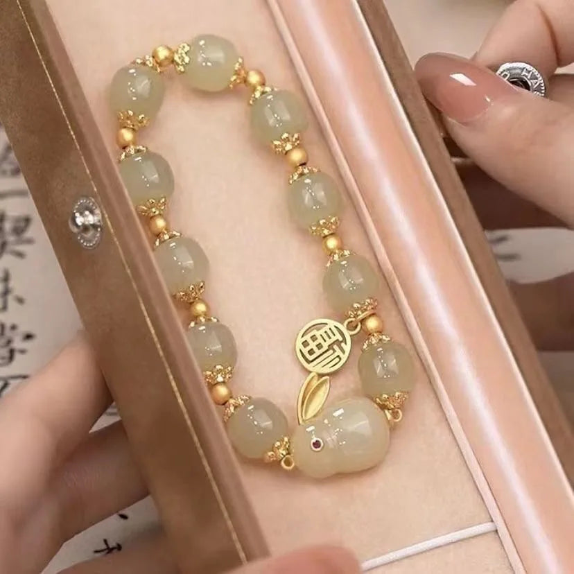 1pc Beauty Jade Rabbit Bracelet for Women Girls Rich Rabbit Small Rabbit Niche Design Charm Bracelets Friend Gift Jewelry