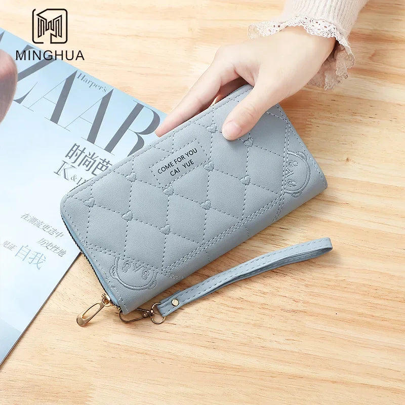 New Wallet Women's European and American Card Bag Zipper Handbag Embroidered Mobile Phone Bag