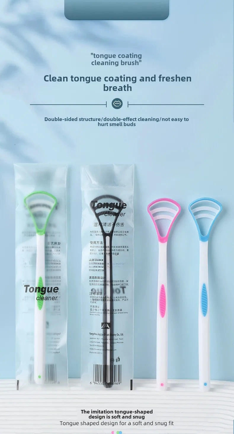 1PCS Silicone Tongue Scraper With Ergonomic Handle Double-sided Fresher Breath Tongue Cleaning Brush Oral Hygiene Tool Wholesale