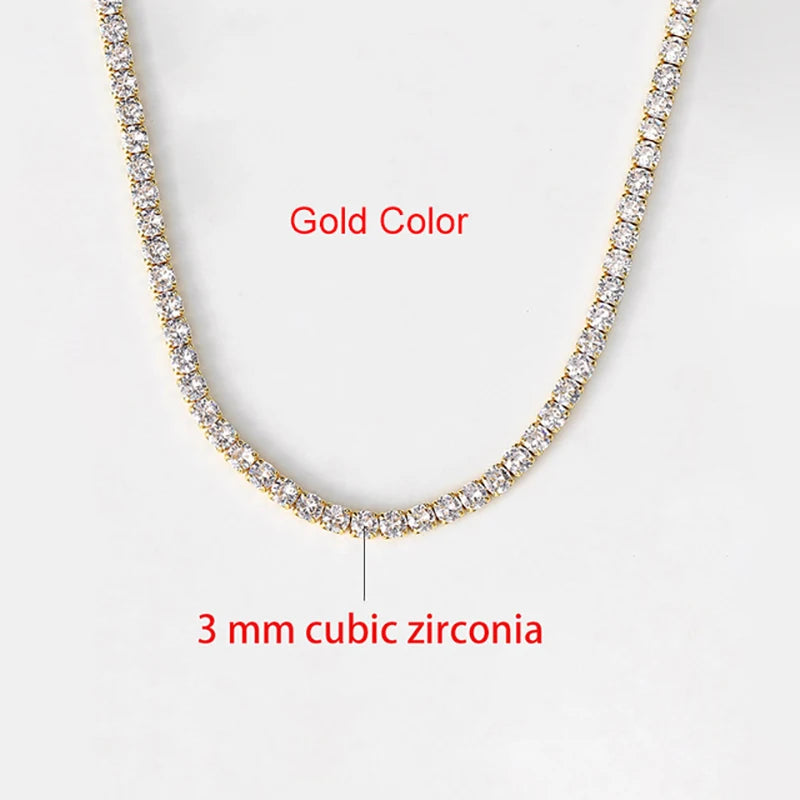 Hip Hop Iced Out Tennis Chain Necklace For Men Women Luxury Cubic Zircon Crystal Short Rock Neck Accessories Jewelry OHN016