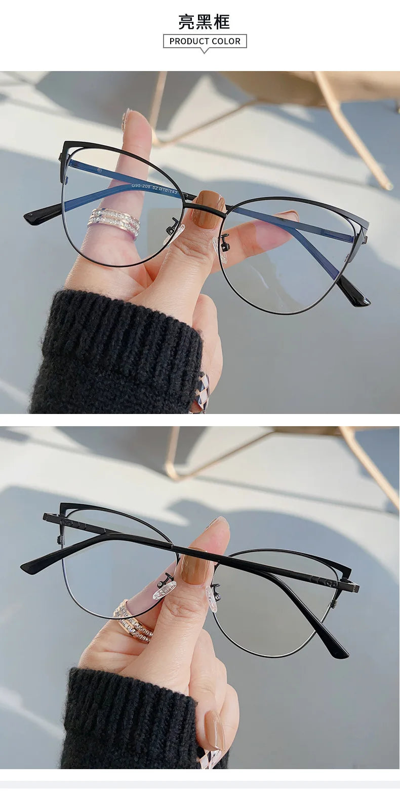 New Brand Design Retro Lady Cat Eye Glasses Frame Fashion Anti Blue Light Eyeglasses Computer Goggles Women Reading Glasses Men