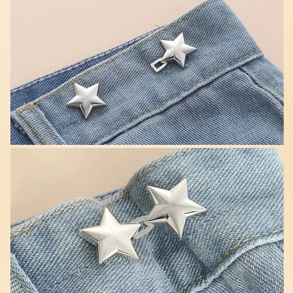 1Pcs Star Adjustable Pants Fastener Clips for Pants Pin Retractable Waist Button Loose Button for Jeans Perfect Fit Reduce Waist