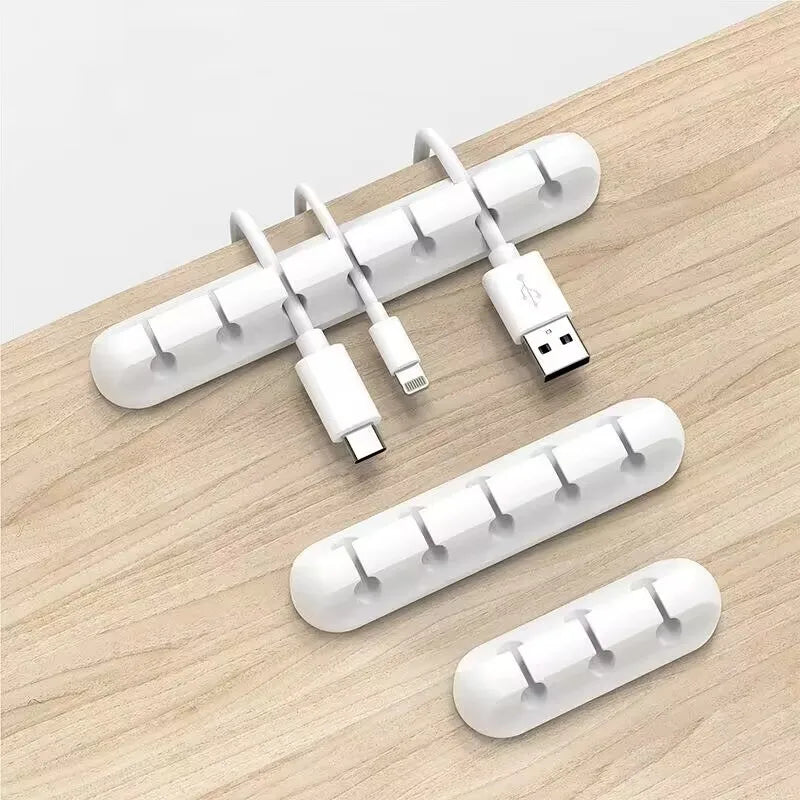 3/5/7 Clips Adhesive Silicone Cable Winder Desktop Wire Wrapped Cord Earphone Cable Holder Desk Organizer Office Supplies