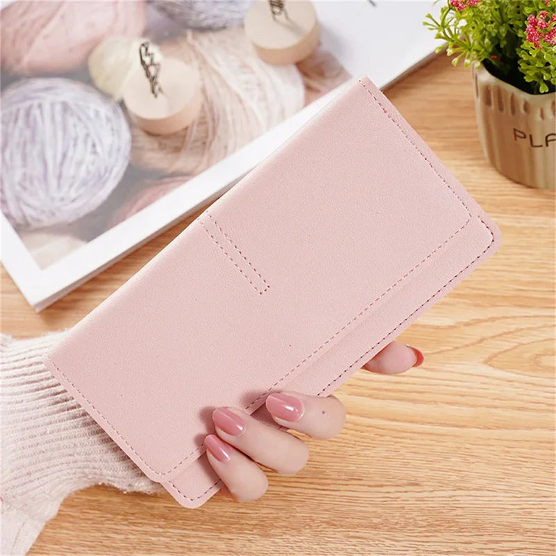 PU Leather Long Women Thin Wallets Large Capacity Female Coin Purses Hasp Clutch ID Credit Multi-Card Holder Money Bag Clip
