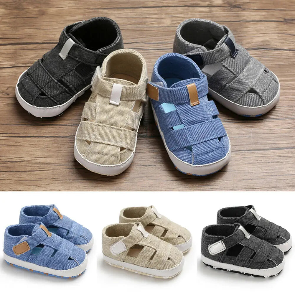0-24montsh Infant Boys Canvas Shoes Moccasins Child Sandals Boys Summer Sandals Sneakers For Baby Boys Solid Black Sandals