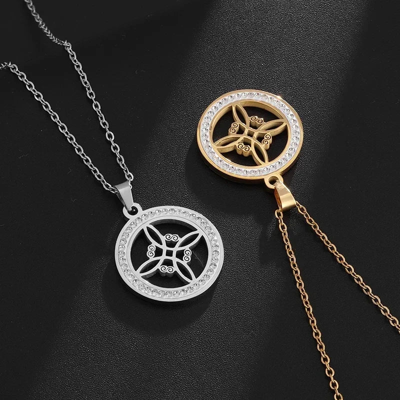 Stainless Steel Witch Knot Necklace for Men and Women, Fashionable Irish Celtic Knot, Lucky Jewelry Gift for Girls