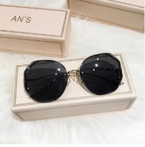 Luxury Round Gradient Sunglasses Women Metal Curved Temples Eyewear Ocean Rimless Fashion Sun Glasses Ladies UV400