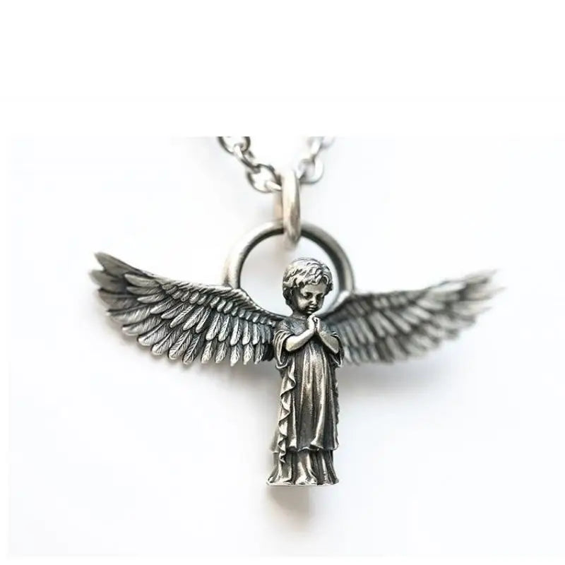 Silver-Plated Anime Mecha Beautiful Girl Girl Pendant Necklace Men and Women Hip-Hop Rock Punk Trendy Jewelry Gift