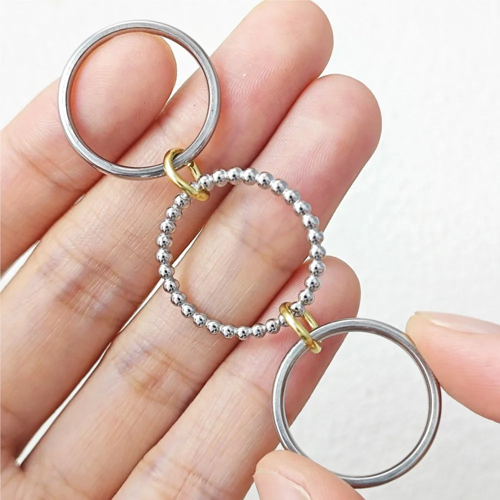 Round Bead Stacking Rings For Women Minimalist INS New Gold Color Stainless Steel Spinelli Ring Men Party Fashion Jewelry Gifts