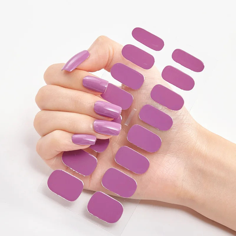 Baking Free Nail Stickers Wholesale Gradient glitter Nail Stickers Simple Waterproof Nail Sticker Full Color Solid Color Sticker