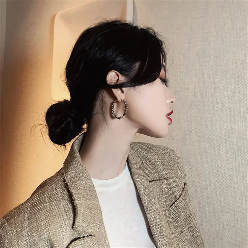 Minimalist  Metal Hoop Earring for Woman Trendy Round Circle Statement Earrings Brincos  Party Jewelry