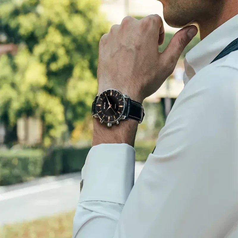 GENEVA High Quality Men's Luxury Belt Fashion Quartz Watch Men Round Business Student Sport Waterproof Glow