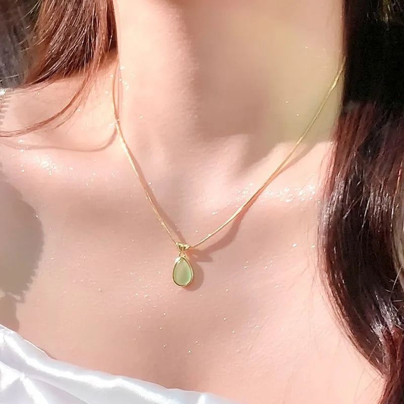 1/2PCS  Water Drops Necklace Small French Style Clavicle Chain Snake Bone Titanium Steel Retro Mermaid Tears Collarbone Chain