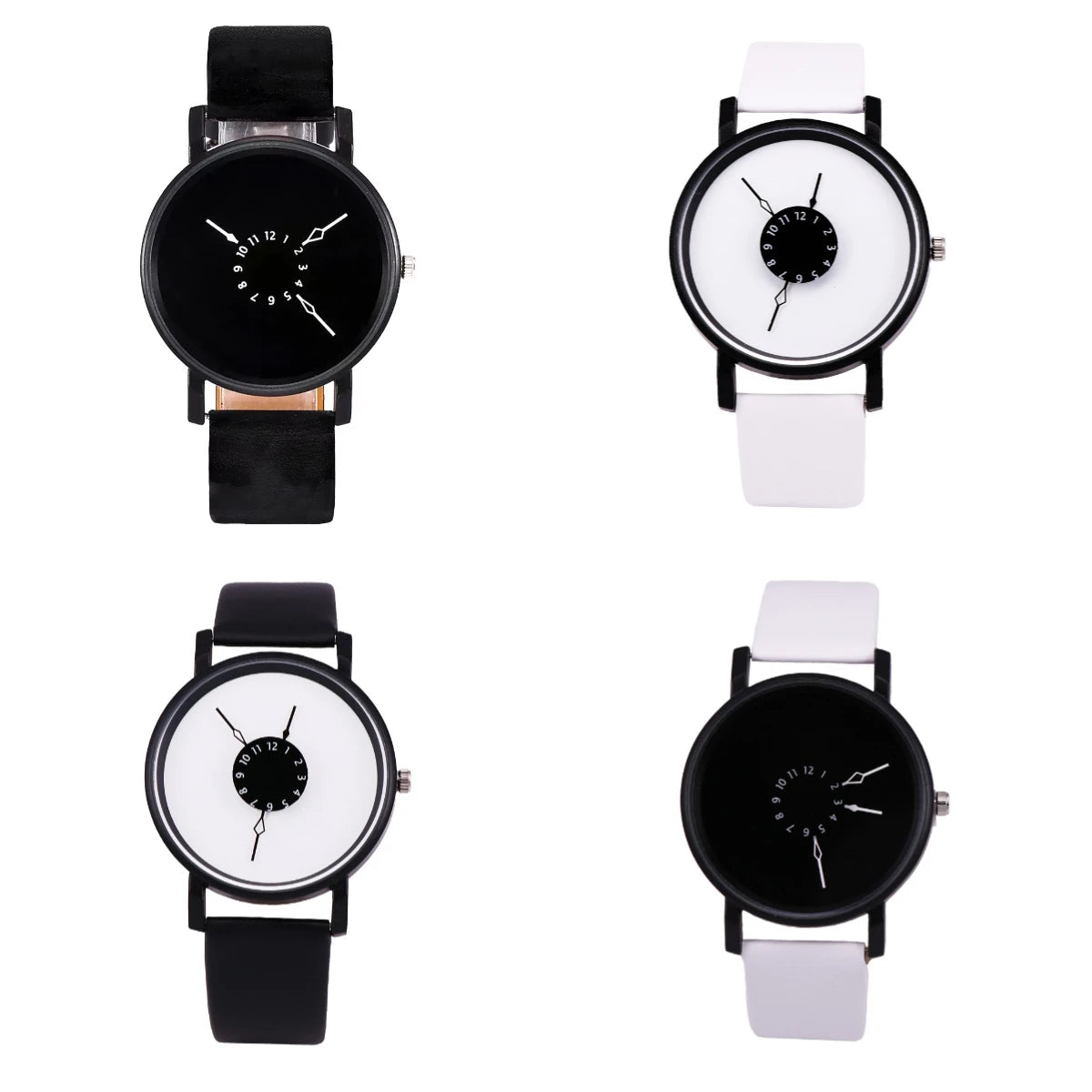 Couple Casual Quartz Watches Leather Band Strap Watch Analog Wrist Watch for Women Men Creative Digital Dial Clock Reloj Mujer