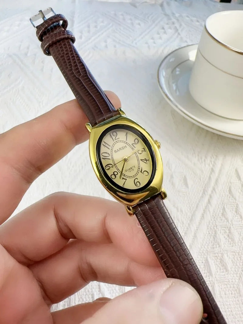 Fashion Oval Dial Women Watches Luxury Leather Strap Retro Ladies Quartz Watch Dropshipping Reloj De Mujer 시계 여성