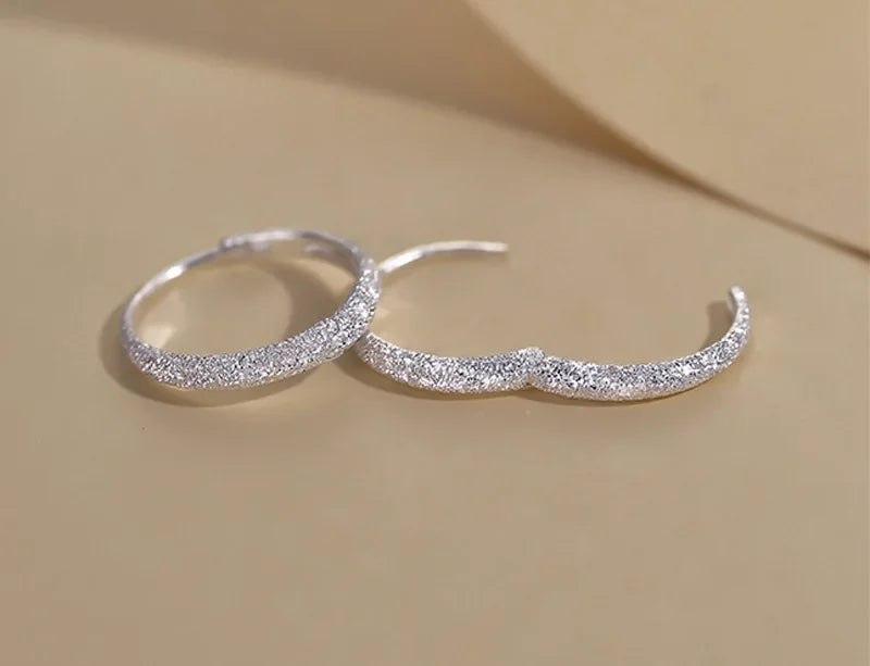 925 Silver Plated Shiny Circle Charm Hoop Earring For Women Party Wedding  Jewelry