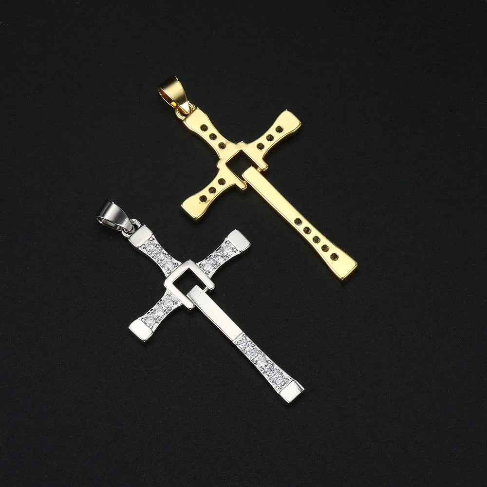 Punk Hiphop Cross Pendant Rope Chain Necklaces for Men Women Hippie Personality Rapper's Accessory Fashion Neck Jewelry for Male