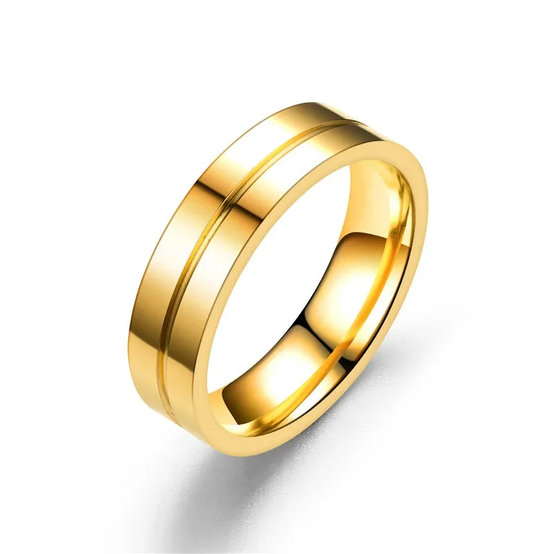 Fashion Wedding Bands Rings for Women Men Love Gift Gold-color Trendy Stainless Steel Promise Couple Jewelry Gifts