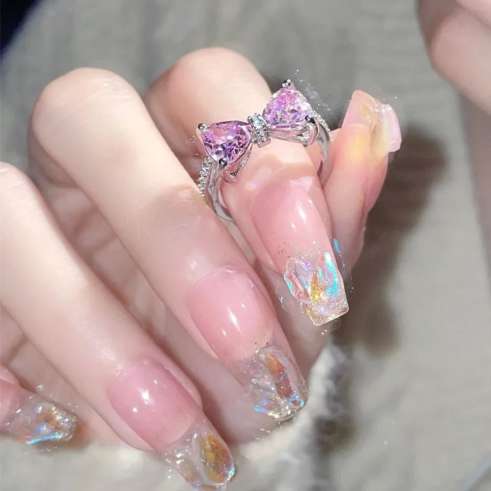 Fashion Bowknot Finger Rings Adjustable Bow Rings Jewelry Sweet Opening Ring Ornaments