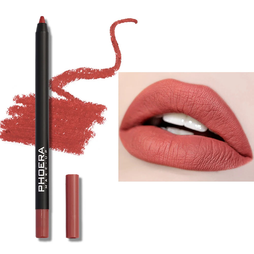 12 Color Lip Liner Pen Smudge-proof  Longwear Rich Lips Colors Smooth Application Color Sensational Shaping Lip Liner Lip Makeup