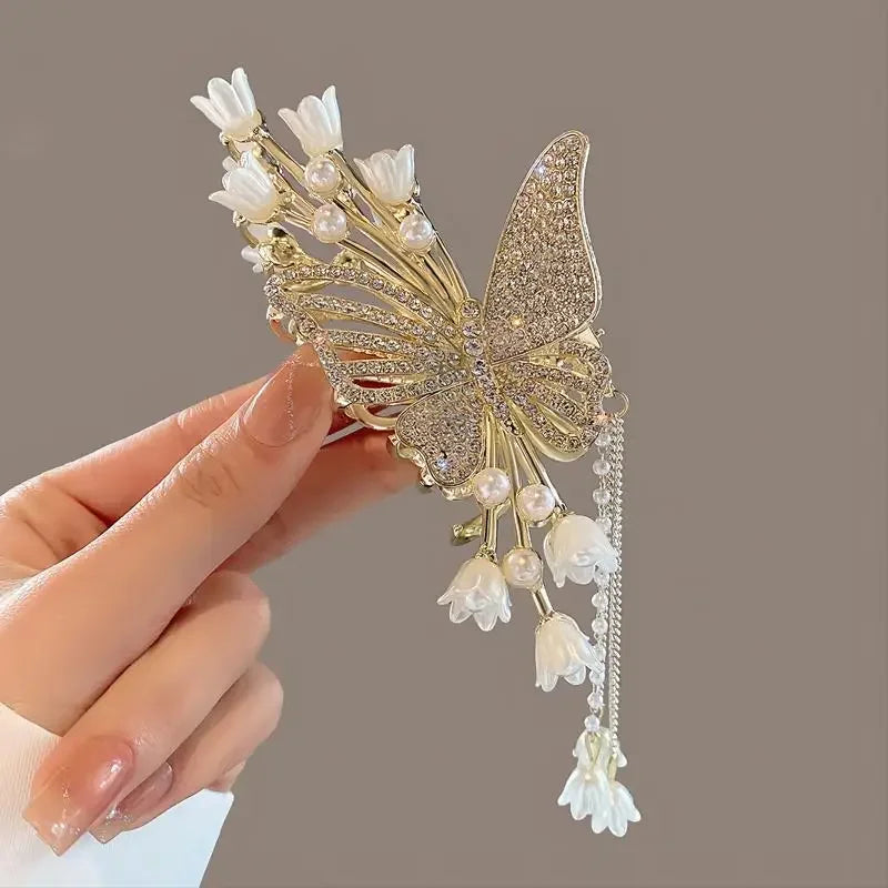 Pearl Flower Tassel Hair Claw for Women Cute Sweet Hair Clip Girls Fashion Elegance Headdress Korean Exquisite Hair Accessoires