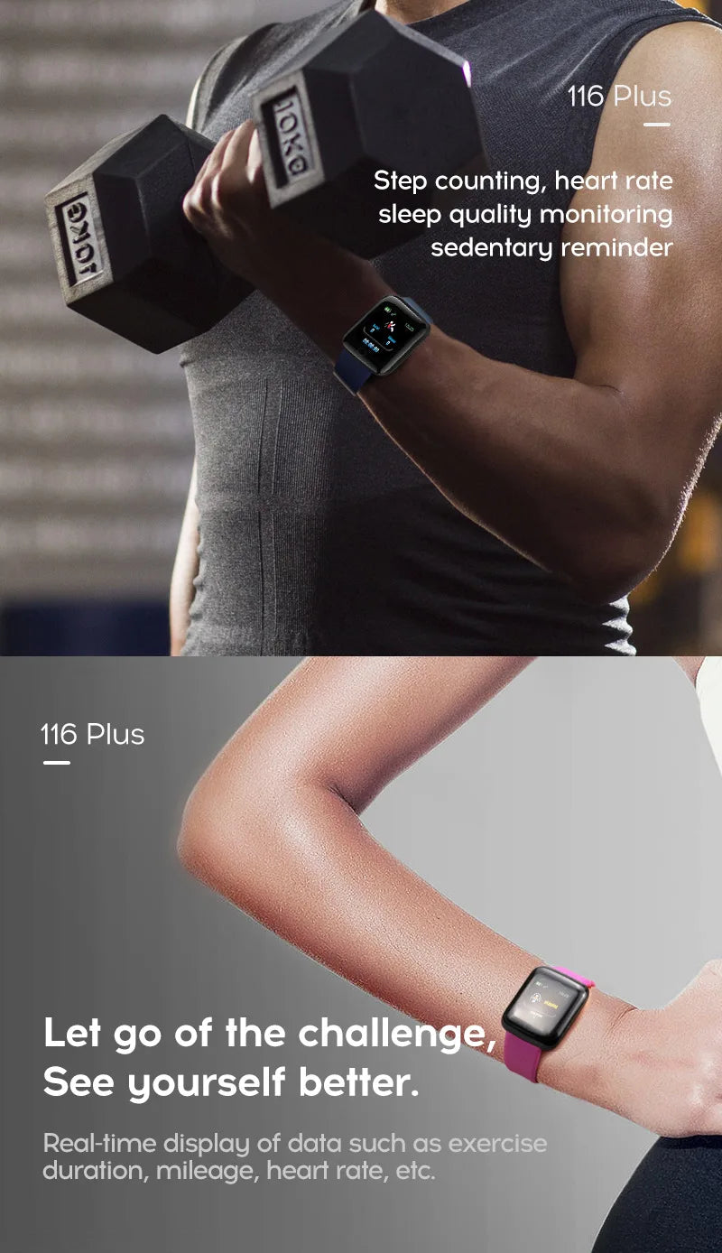 New 116plus Smart Watch Women Men Full Touch Screen Sport Fitness Watch Man IP67 Waterproof Bluetooth For Ios Android Smartwatch