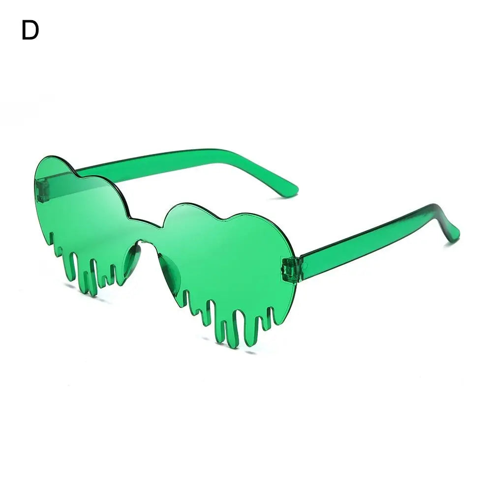 Fashion Rimless Sunglasses Solid Green Ocean Lens Eyewear Women Street Shooting Catwalk Glasses Vintage Brand Beach Sun Glasses
