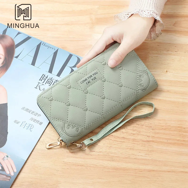 New Wallet Women's European and American Card Bag Zipper Handbag Embroidered Mobile Phone Bag