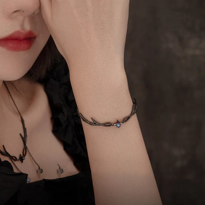 Gothic Punk Dark Style Black Bracelet Ladies Simple Charm Casual Jewelry Gift