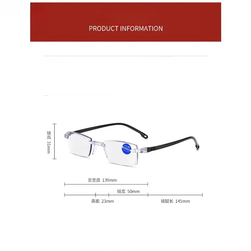 Elder Ultralight Reading Glasses for Men Women Retro HD Lens Blue Light Blocking Eyewear Classic Square Far Sight Eyeglasses
