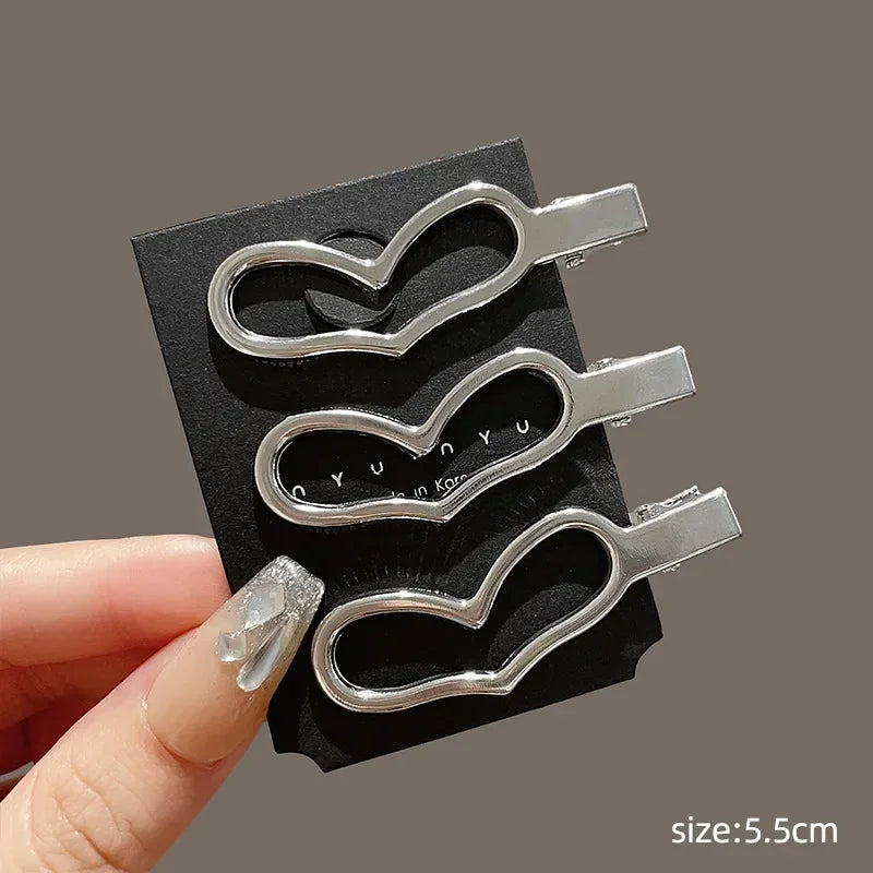 3Pcs/Set Sweet Fashion Metal Hairpin Non Slip Hairpin Geometric Hollow Hair Pin Women Barrettte Hair Clip
