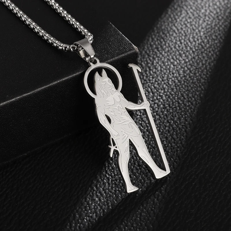 Retro domineering wolf tooth pendant necklace suitable for men's personalized ethnic style punk rock motorcycle jewelry gifts