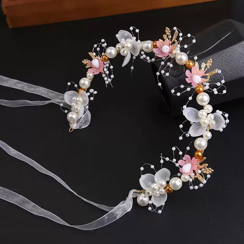 Elegant Girls Headband Imitated Pearl Hair Headdress Baby GirlsFlower Wreath Bride Garland Head Hoop Wedding Headbands Hair