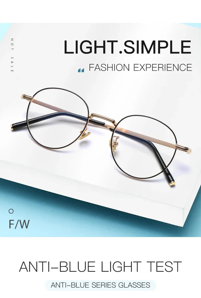 Metal Round Anti Blue Light Glasses Women Men Classic Trend Eyeglasses Frames Transparent Computer Glasses Oculos Feminino