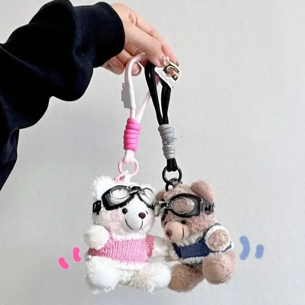 Creative Small Bear Keychain Plush Brown Cute Bear With Clothes Cartoon Panda Doll Key Chains Bag Pendant Couple Keyrings Gifts