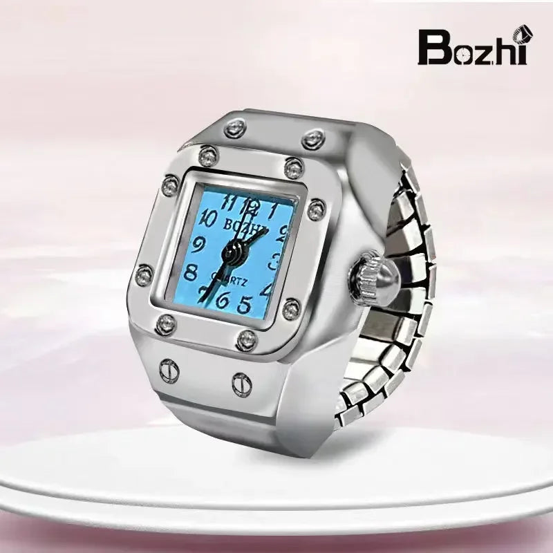 Vintage Punk Quartz Finger Watch Ring for Women Men Couple Rings Digital Watches Elastic Stretchy Finger Band Ring Jewelry Clock