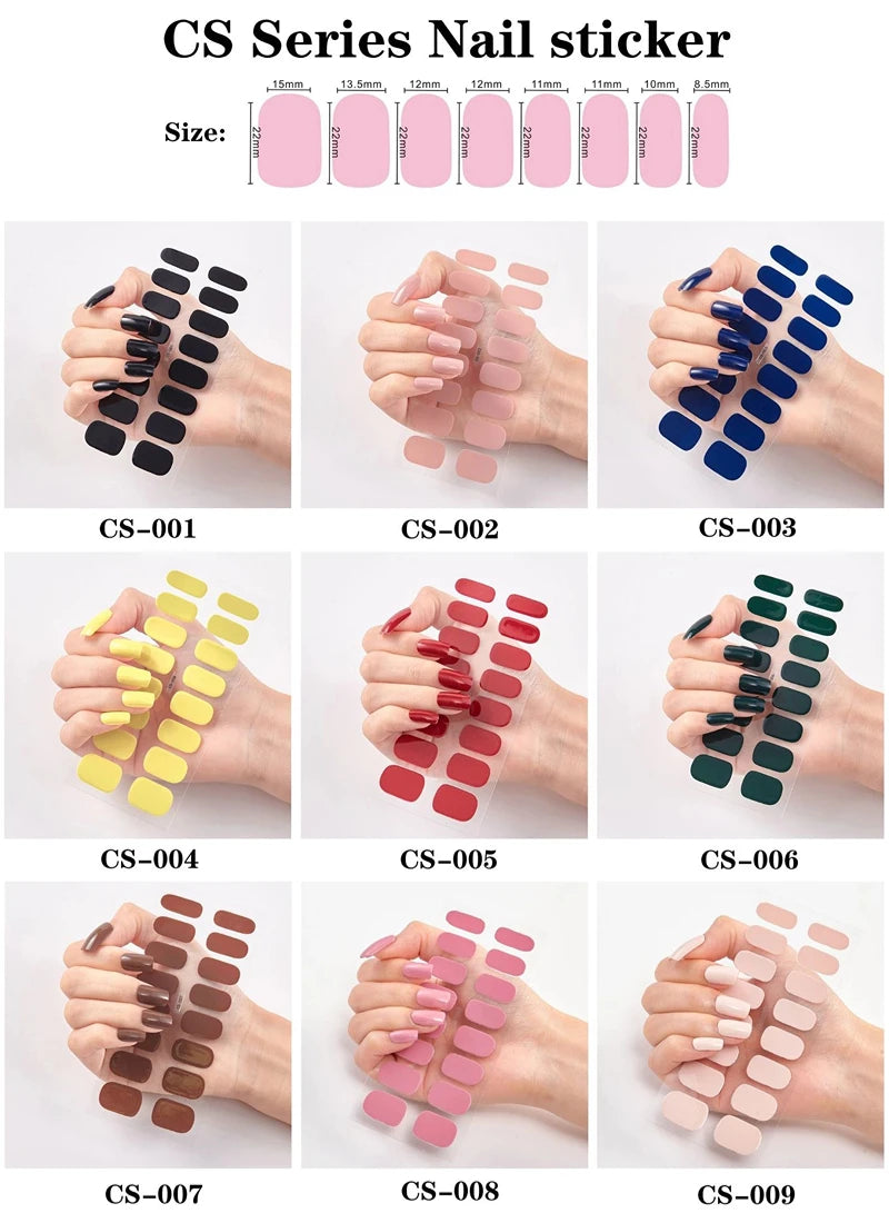 Baking Free Nail Stickers Wholesale Gradient glitter Nail Stickers Simple Waterproof Nail Sticker Full Color Solid Color Sticker