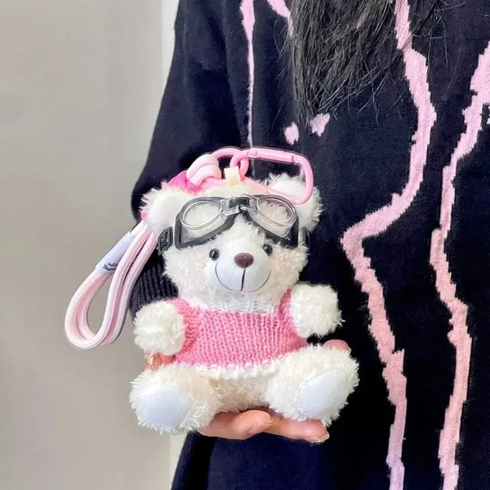 Creative Small Bear Keychain Plush Brown Cute Bear With Clothes Cartoon Panda Doll Key Chains Bag Pendant Couple Keyrings Gifts