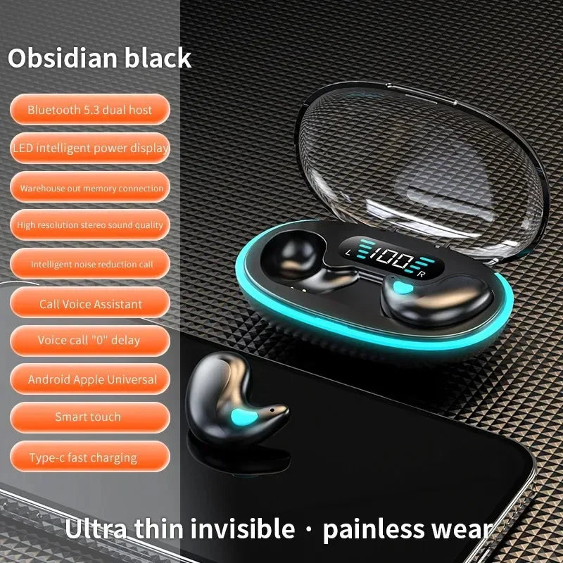 Invisible Bluetooth 5.3 Headphones Sleep Earphones HiFi Stereo Wireless Headsets Noise Reduction Earbuds for Xiaomi Huawei