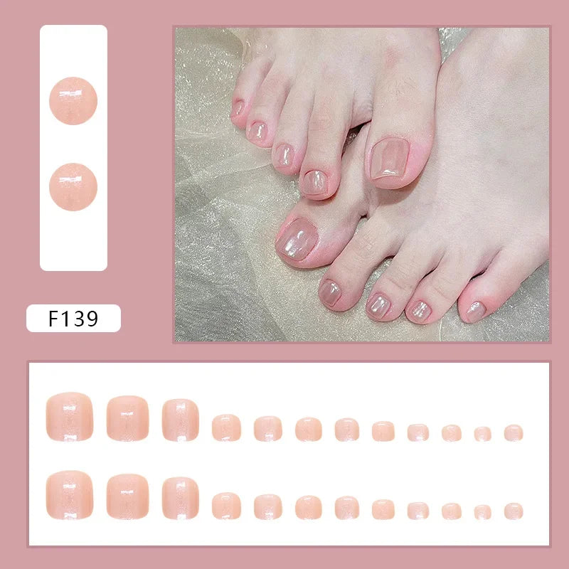 Simple French Press on Nails Fake Nails Tips with Sticker False Toenail Design Butterfly Lovely Girl False Toenail