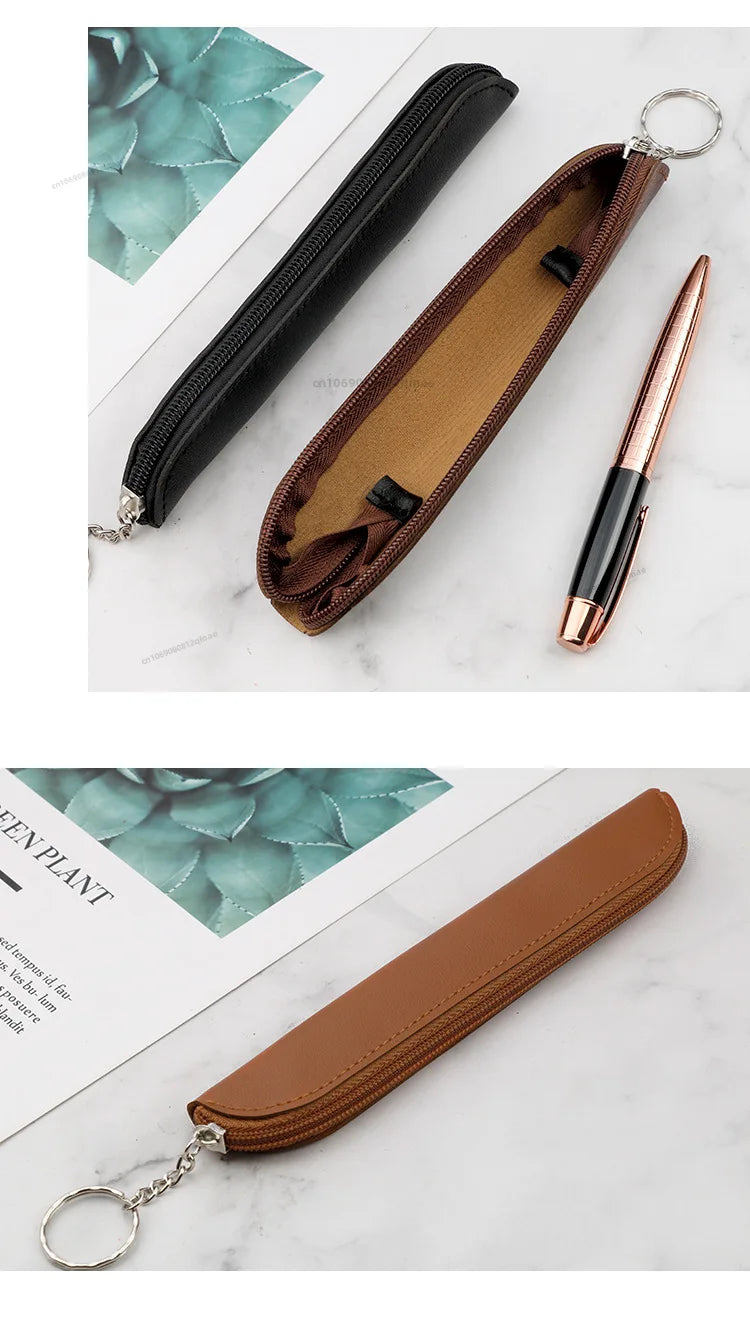 Creative Portable Pen Bag Retro Style Minimalist Tablet Stylus Protective Case PU Pencil Bag Zipper Pen Case