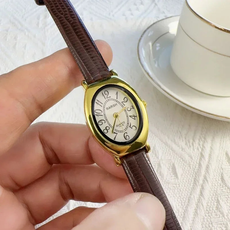 Fashion Oval Dial Women Watches Luxury Leather Strap Retro Ladies Quartz Watch Dropshipping Reloj De Mujer 시계 여성