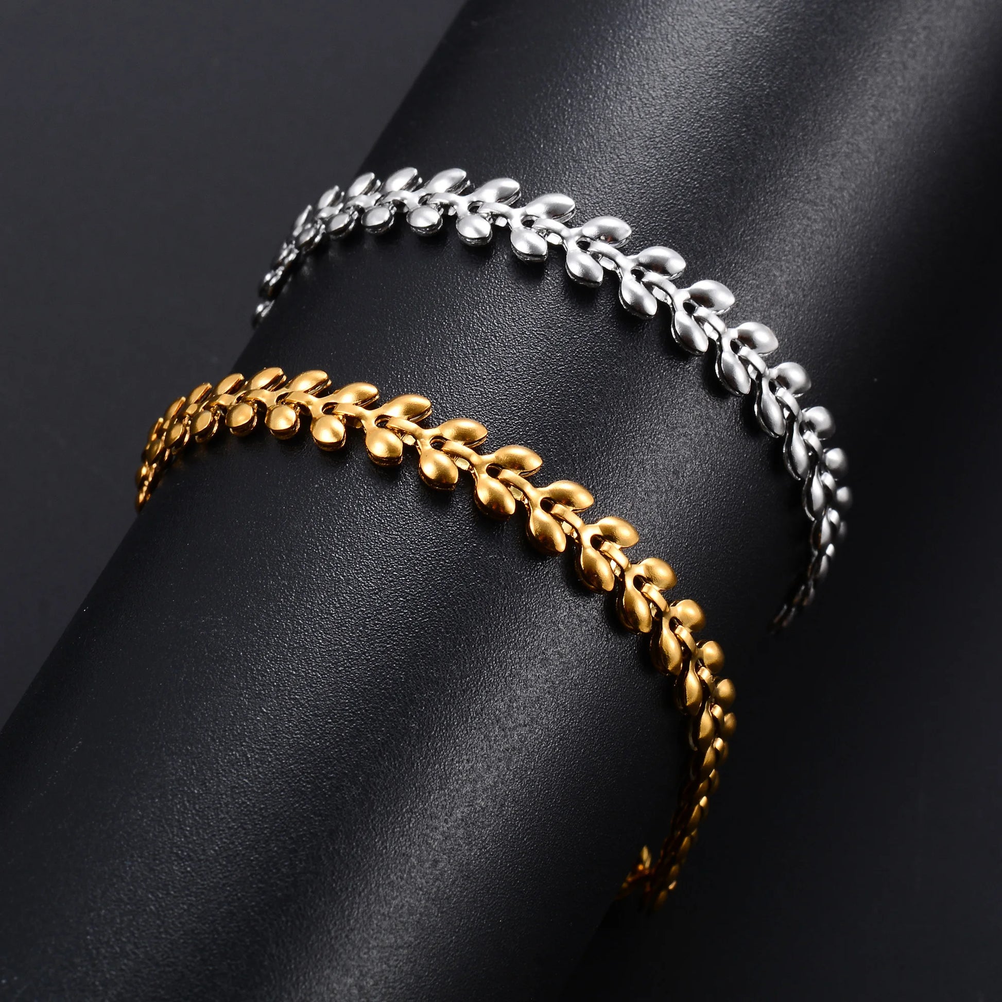 Bracelet Stainless Steel for Women Wheat Link Hand Chain with Extender Gold Color Plated Bangle Anklet Ladies Jewelry Accessory